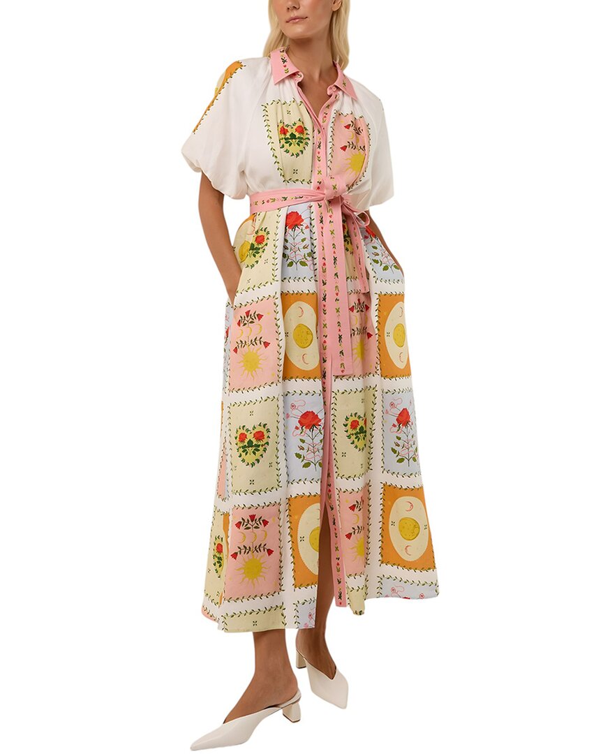 Amina Glam Linen-Blend Midi Dress