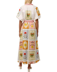 Amina Glam Linen-Blend Midi Dress