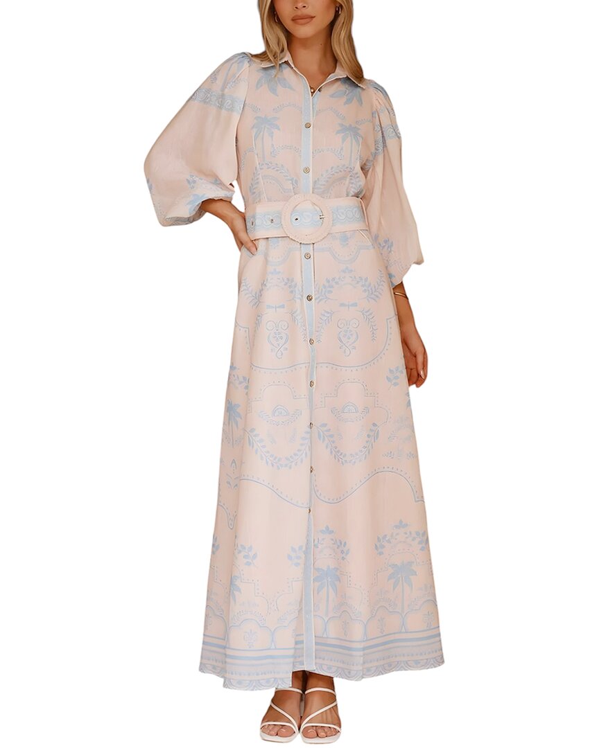 Amina Glam Linen-Blend Maxi Dress
