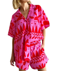 ESEA Esea 2Pc Linen-Blend Shirt & Short Set