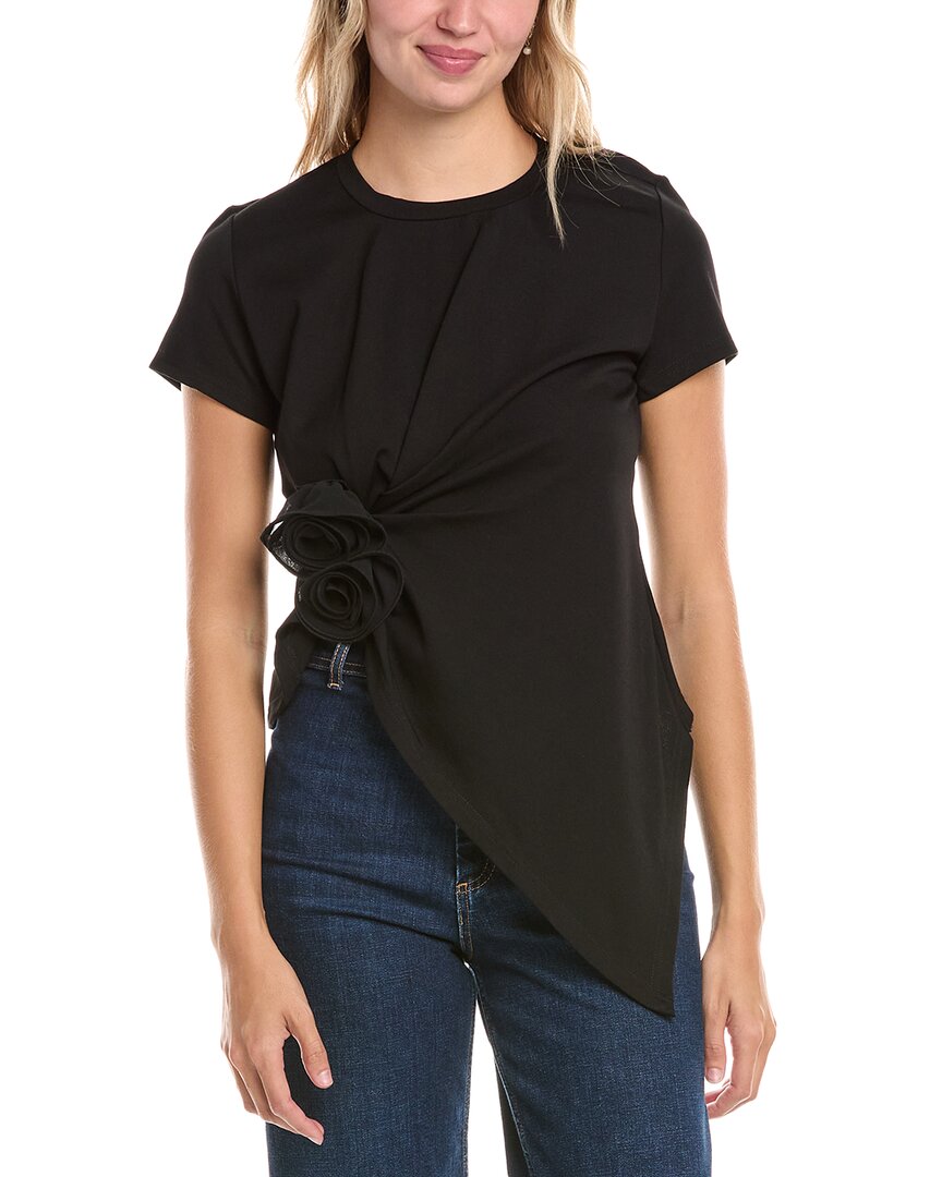 Gracia Womens Flower Top, M, Black