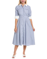 Gracia Pleated Shirtdress Blue