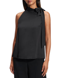 Theory Side Tie Halter Top Black