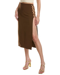 Michael Kors Collection Barathea Wool-Blend Ring Skirt Brown Multi