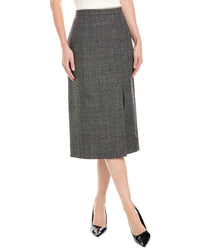 Michael Kors Collection Jaspe Wool Tweed Skirt 4 Black