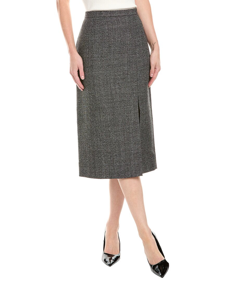 Michael Kors Collection Jaspe Wool Tweed Skirt 4 Black