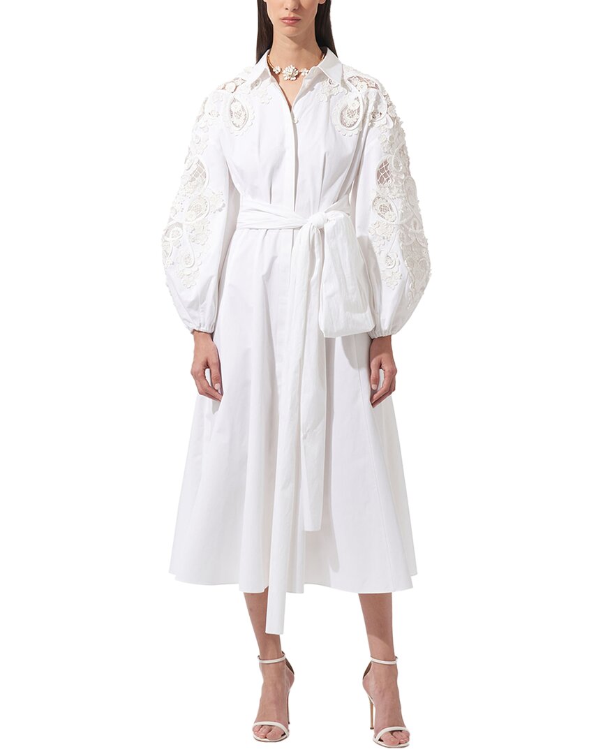 Carolina Herrera Open Front Balloon Sleeve Midi Dress White