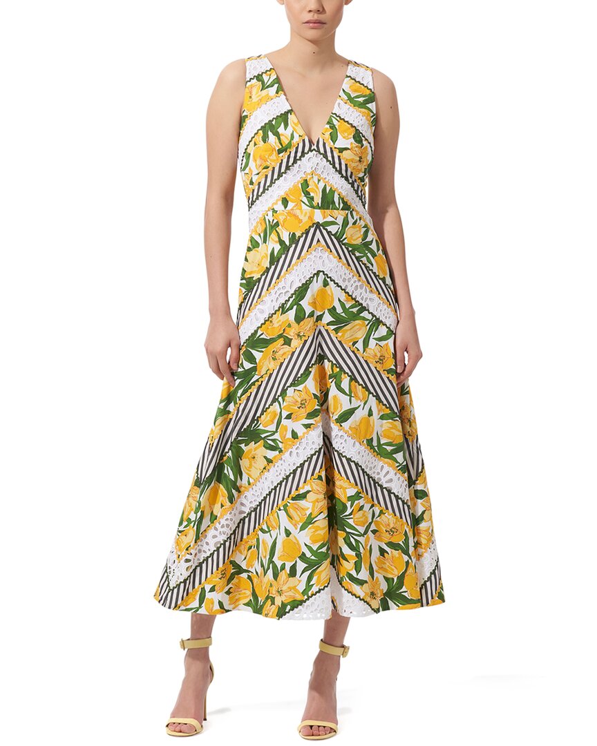 Carolina Herrera V-Neck Midi Trumpet Dress
