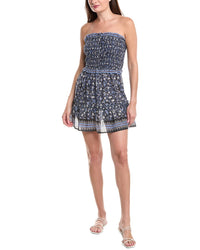 Sea Ny Maria Printed Strapless Smocked Cover-Up Dress Regular 0 (XS) Blue