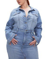 Good American Committed Denim Jacket Blue