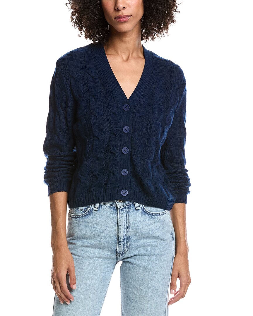 Forte Cashmere Wool & Cashmere-Blend Cable V-Neck Cardigan