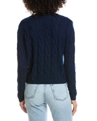 Forte Cashmere Wool & Cashmere-Blend Cable V-Neck Cardigan