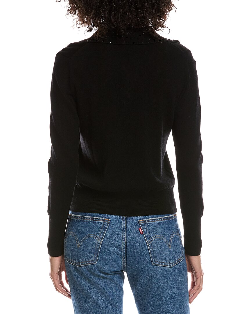 Forte Cashmere Wool & Cashmere-Blend Crystal Polo Sweater