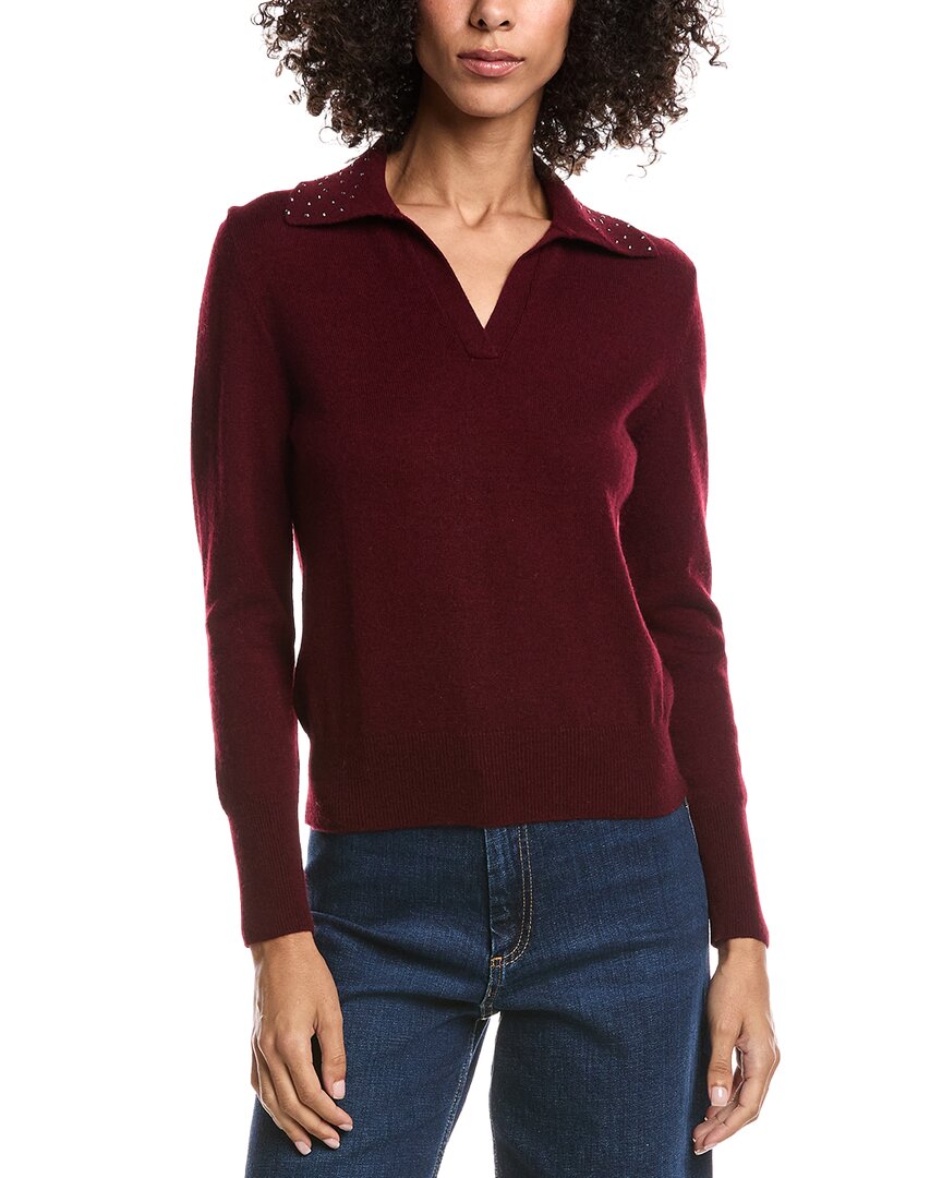 Forte Cashmere Wool & Cashmere-Blend Crystal Polo Sweater