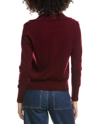 Forte Cashmere Wool & Cashmere-Blend Crystal Polo Sweater