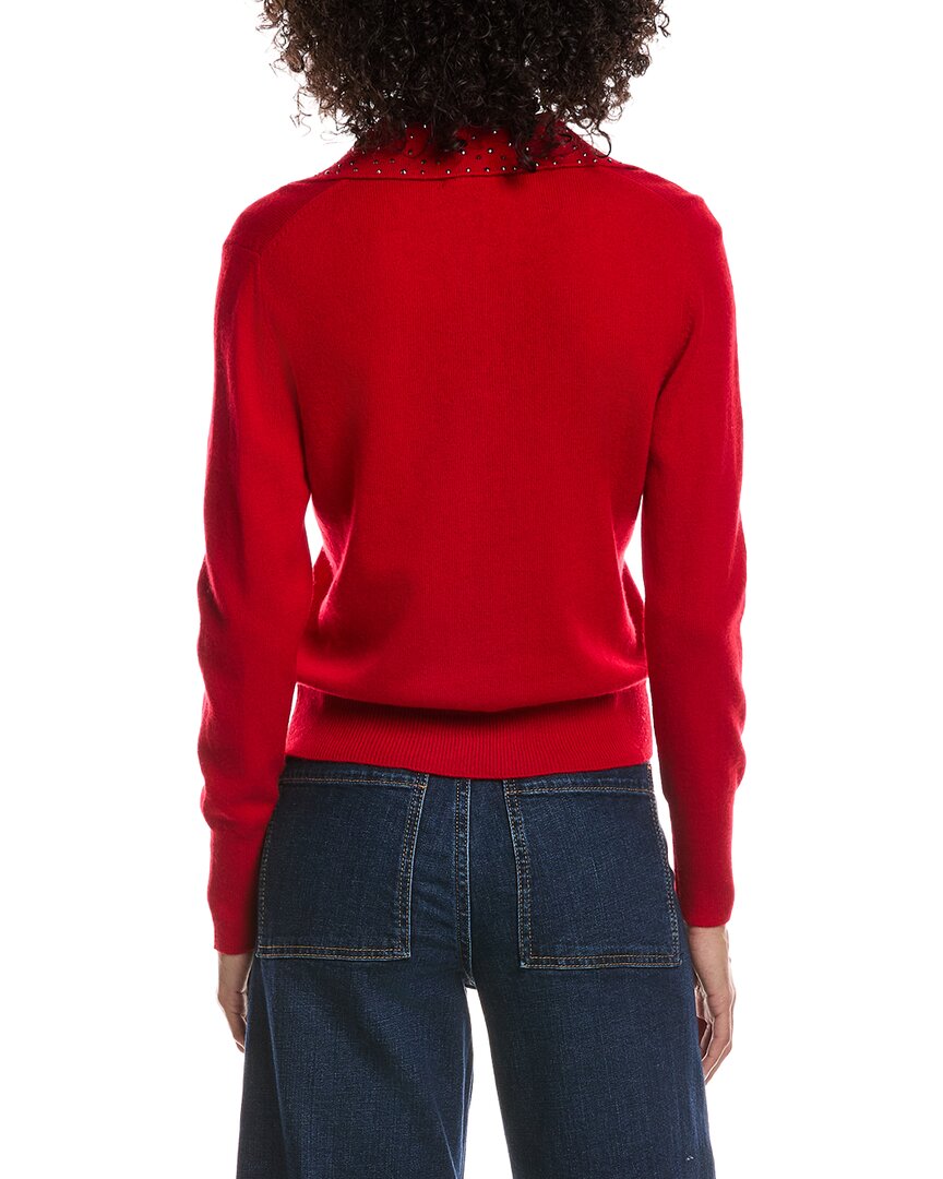 Forte Cashmere Wool & Cashmere-Blend Crystal Polo Sweater