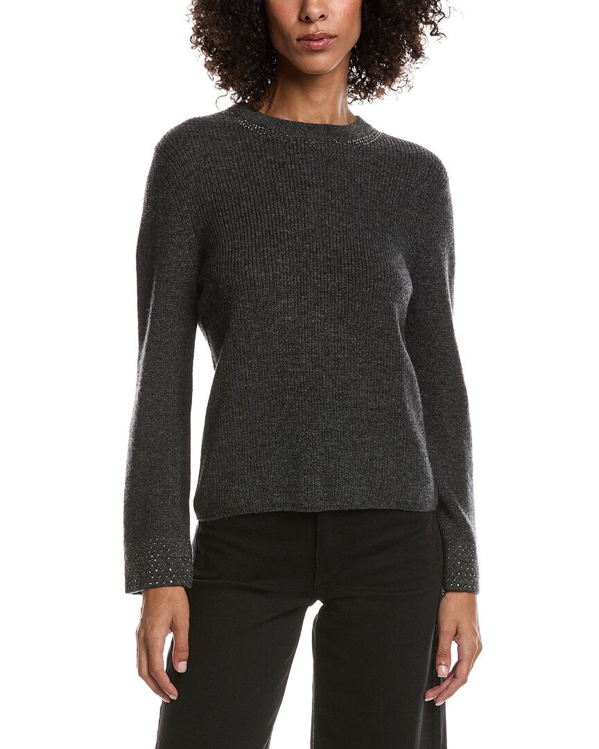Forte Cashmere Studded Wool & Cashmere-Blend Sweater