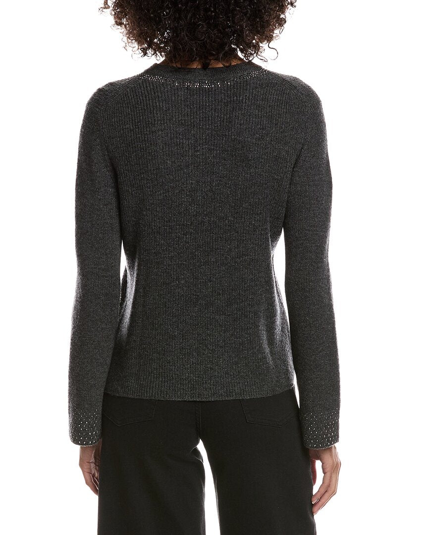 Forte Cashmere Studded Wool & Cashmere-Blend Sweater