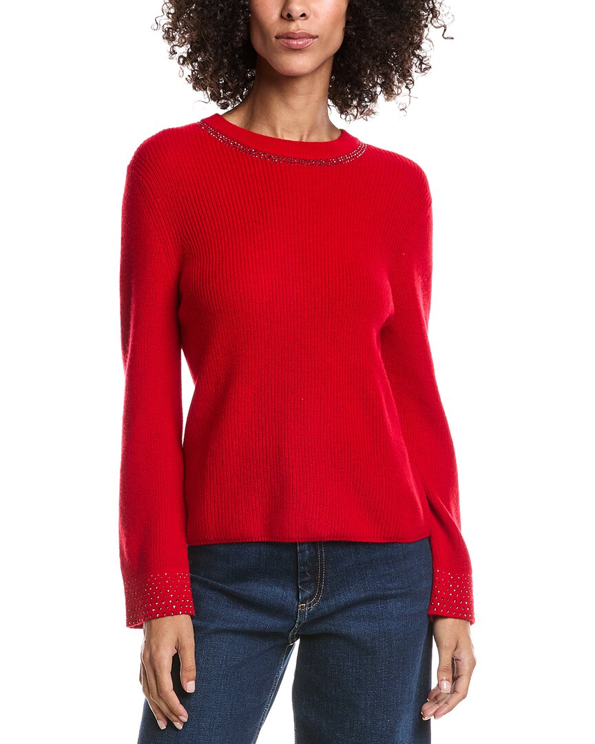 Forte Cashmere Studded Wool & Cashmere-Blend Sweater