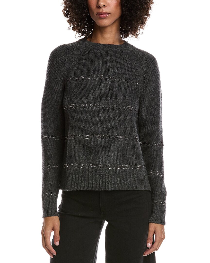 Forte Cashmere Crystal Wool & Cashmere-Blend Raglan Sweater