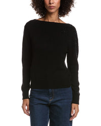 Forte Cashmere Crystal Cluster Off Shoulder Wool & Cashmere-Blend Sweater