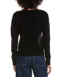 Forte Cashmere Crystal Cluster Off Shoulder Wool & Cashmere-Blend Sweater