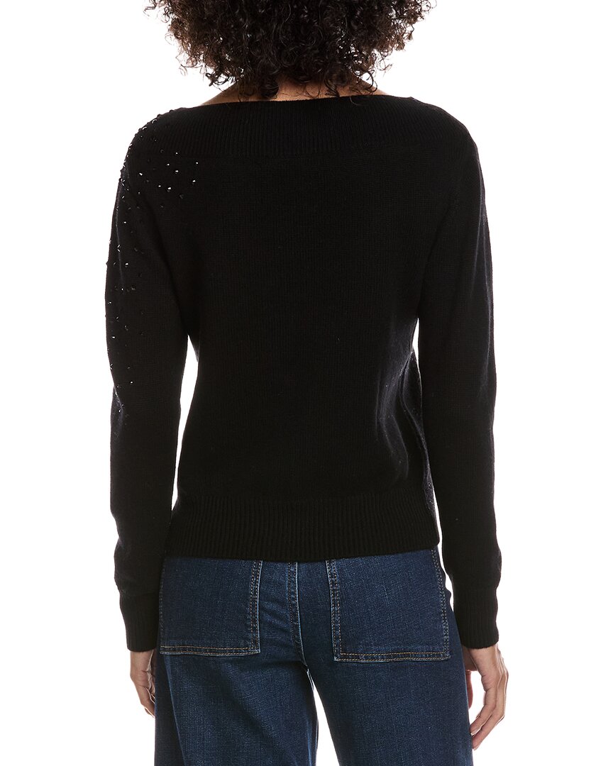 Forte Cashmere Crystal Cluster Off Shoulder Wool & Cashmere-Blend Sweater