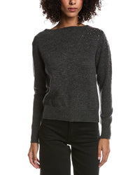 Forte Cashmere Crystal Cluster Off Shoulder Wool & Cashmere-Blend Sweater