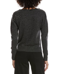 Forte Cashmere Crystal Cluster Off Shoulder Wool & Cashmere-Blend Sweater