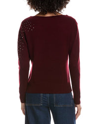 Forte Cashmere Crystal Cluster Off Shoulder Wool & Cashmere-Blend Sweater