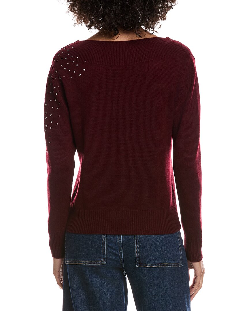 Forte Cashmere Crystal Cluster Off Shoulder Wool & Cashmere-Blend Sweater
