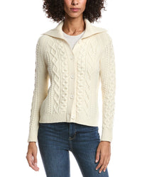 Forte Cashmere Wool & Cashmere-Blend Luxe Cable Cardigan