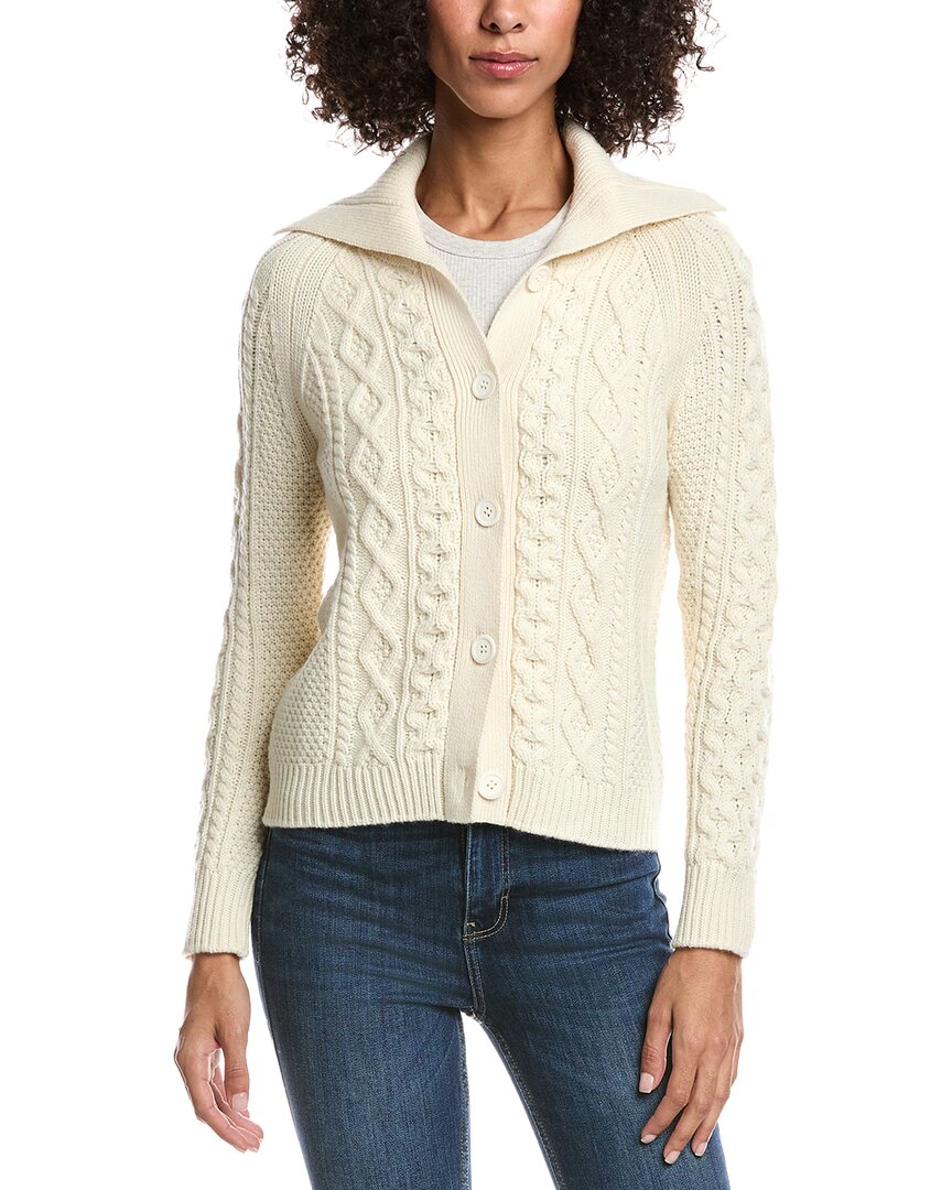 Forte Cashmere Wool & Cashmere-Blend Luxe Cable Cardigan