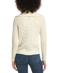 Forte Cashmere Wool & Cashmere-Blend Luxe Cable Cardigan