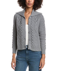 Forte Cashmere Wool & Cashmere-Blend Luxe Cable Cardigan