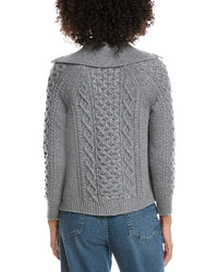Forte Cashmere Wool & Cashmere-Blend Luxe Cable Cardigan