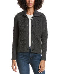 Forte Cashmere Wool & Cashmere-Blend Luxe Cable Cardigan