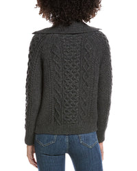 Forte Cashmere Wool & Cashmere-Blend Luxe Cable Cardigan