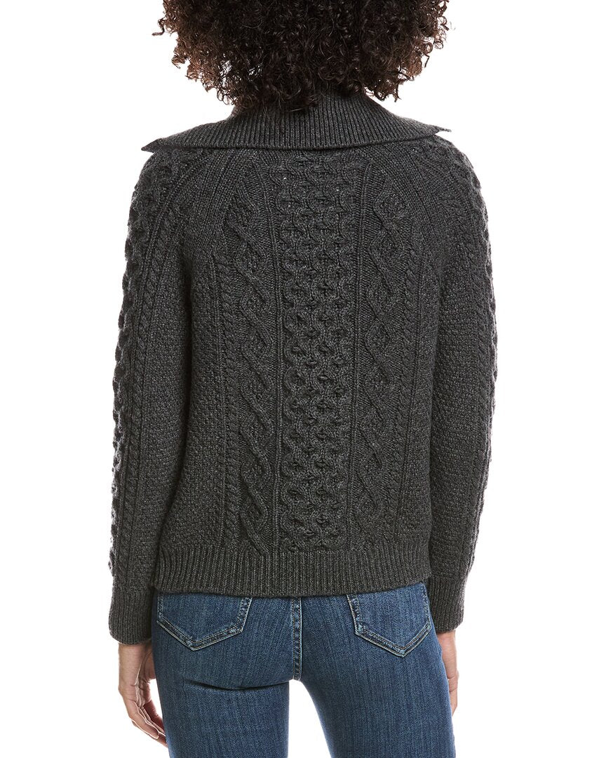 Forte Cashmere Wool & Cashmere-Blend Luxe Cable Cardigan