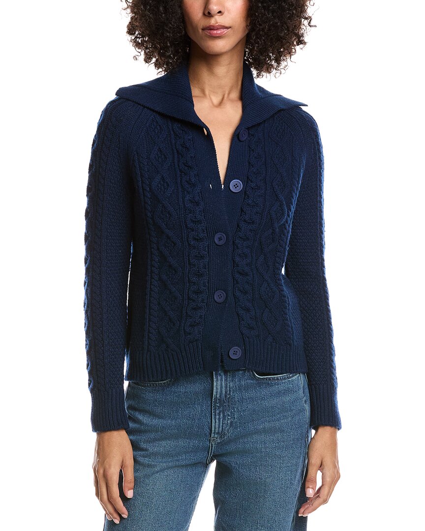 Forte Cashmere Wool & Cashmere-Blend Luxe Cable Cardigan
