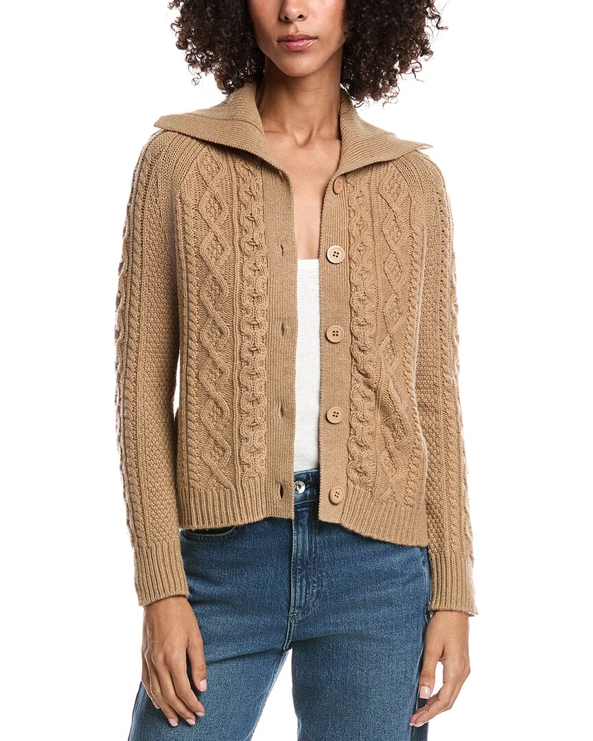 Forte Cashmere Wool & Cashmere-Blend Luxe Cable Cardigan