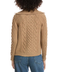Forte Cashmere Wool & Cashmere-Blend Luxe Cable Cardigan