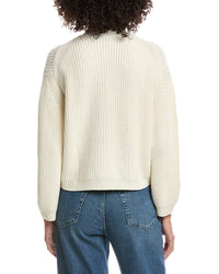 Forte Cashmere Wool & Cashmere-Blend Short Rib V-Neck Button Cardigan