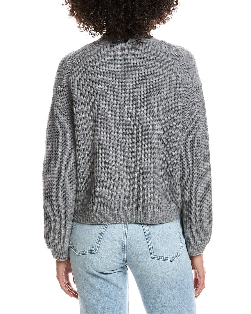 Forte Cashmere Wool & Cashmere-Blend Short Rib V-Neck Button Cardigan