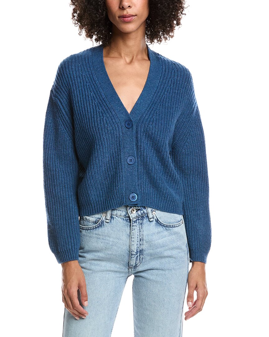 Forte Cashmere Wool & Cashmere-Blend Short Rib V-Neck Button Cardigan