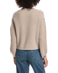 Forte Cashmere Wool & Cashmere-Blend Short Rib V-Neck Button Cardigan