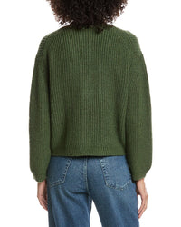 Forte Cashmere Wool & Cashmere-Blend Short Rib V-Neck Button Cardigan