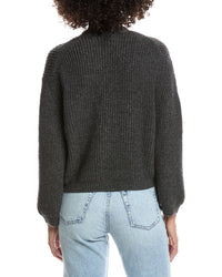 Forte Cashmere Wool & Cashmere-Blend Short Rib V-Neck Button Cardigan