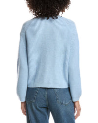 Forte Cashmere Wool & Cashmere-Blend Short Rib V-Neck Button Cardigan