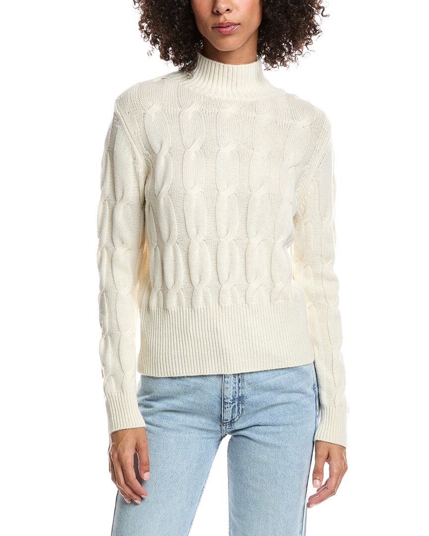 Forte Cashmere Cable Wool & Cashmere-Blend Mock Neck Sweater